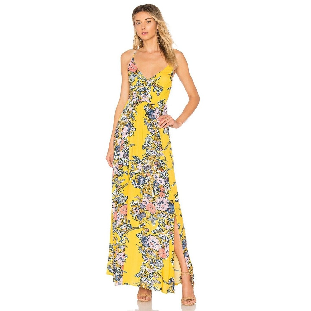 Free People Yellow Floral Maxi Dress